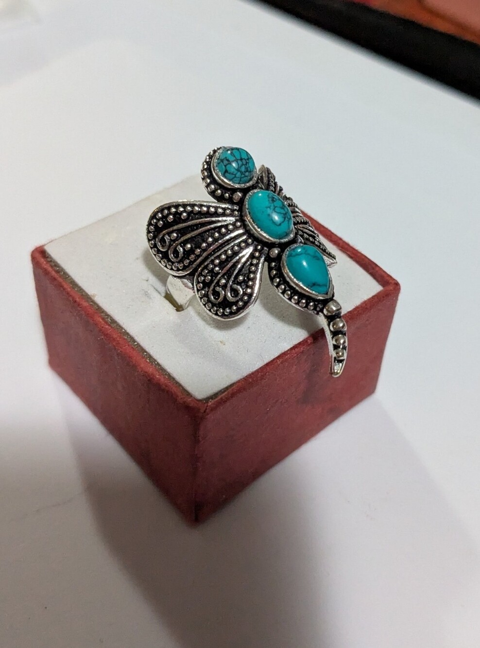 Handcrafted Unique Boho Turquoise Dragonfly Ring (9)